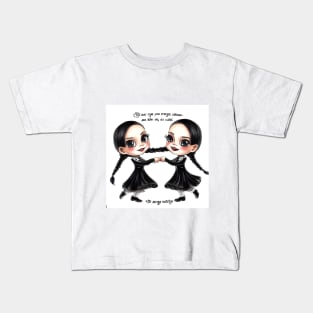 Wednesday Addams family dancing with very cute design Kids T-Shirt